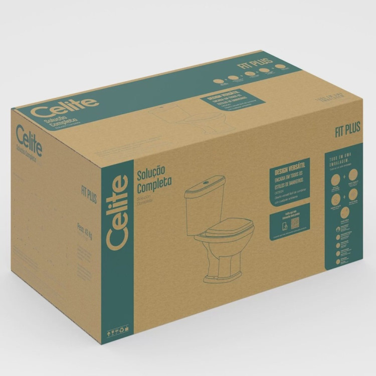 Kit Vaso Sanitário com Caixa Acoplada e Assento Soft Close Fit Plus Celite