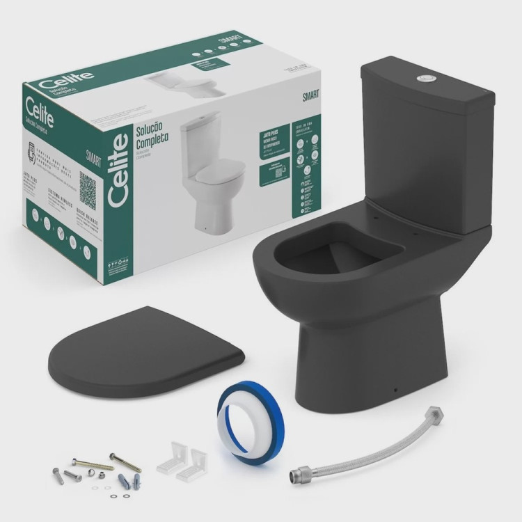 Kit Vaso Sanitário com Caixa Acoplada e Assento Soft Close Smart Celite