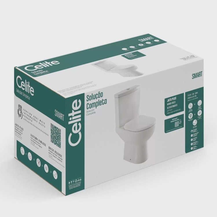 Kit Vaso Sanitário com Caixa Acoplada e Assento Soft Close Smart Celite