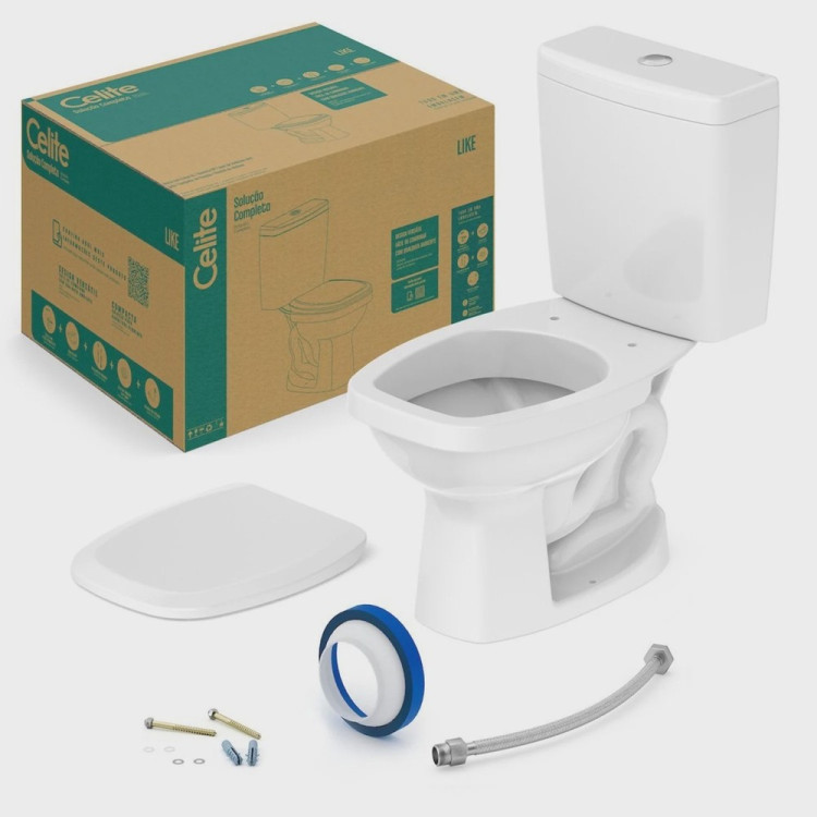 Kit Vaso Sanitário com Caixa Acoplada 6 Litros e Assento Like Celite