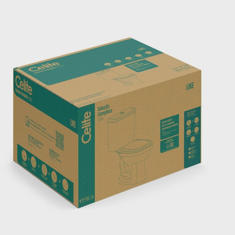 Kit Vaso Sanitário com Caixa Acoplada 6 Litros e Assento Like Celite