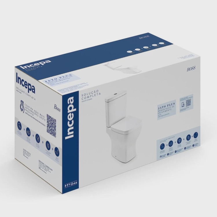 Kit Vaso Sanitário com Caixa Acoplada e Assento Soft Close Boss Incepa